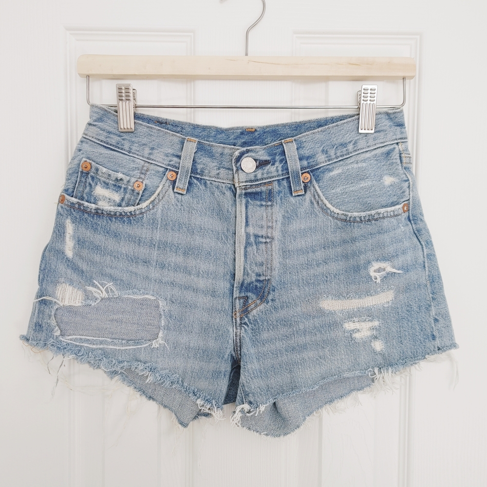 levi's 501 patchwork vintage cutoff denim jean shorts